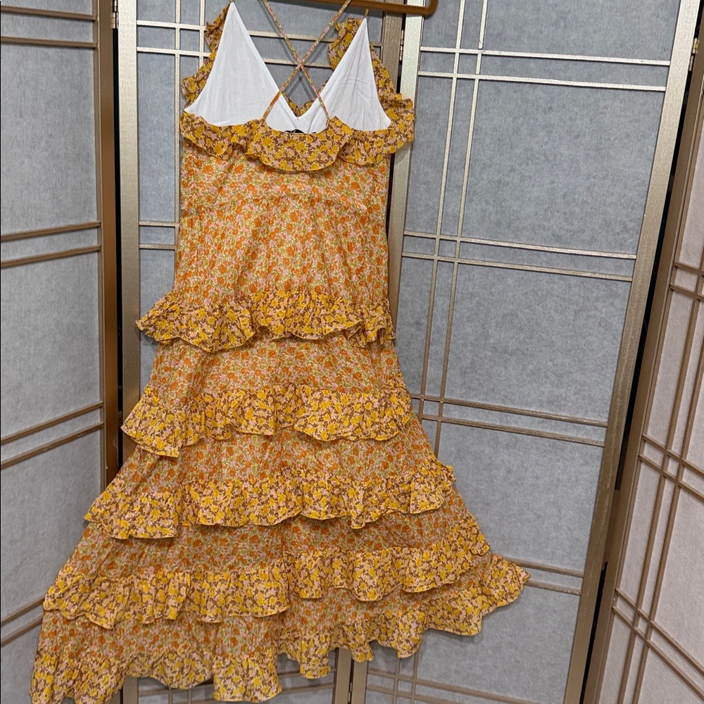 MAJE Rissol Floral Ruffle Sleeveless Cotton Dress US Size Small - Picture 6 of 16